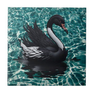 Een vleugje elegantie - Enchanting Black Swan Tegeltje