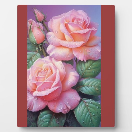 Een vleugje elegantie: Roze Rose Tafelblad Plaque  Fotoplaat (Voorkant)