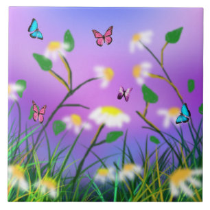 Een vleugje lente, grote keramische Tegel Tegeltje