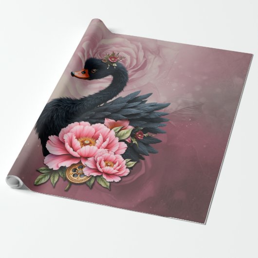 Een vleugje roos en de gloed van een zwaan. cadeaupapier (Uitgerold)