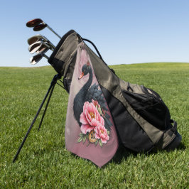 Een vleugje roos en de gloed van een zwaan. golfhanddoek