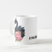 Een vleugje roos en de gloed van een zwaan. koffiemok (Voorkant links)