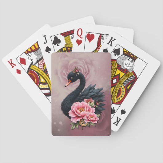 Een vleugje roos en zwanenglans. pokerkaarten (Achterkant)