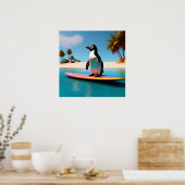 Een vleugje tropische charme Surfen Pinguïn Paradi Poster (Keuken)