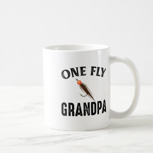 Eén vlieg opa grappig viscadeau voor opa mannen koffiemok