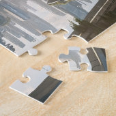 Een vliegende auto in de stad van de toekomst. legpuzzel (Zijkant)