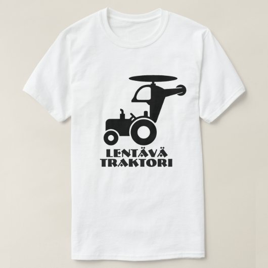 Een vliegende tractor en tekst lentävä traktori t-shirt (Design voorkant)
