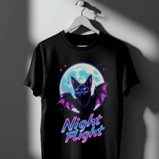 Een vliegende vleermuis met een zonnebril t-shirt