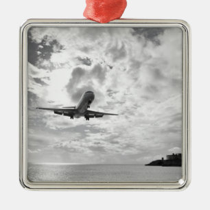 Een vliegtuig komt binnen voor een landing op Prin Metalen Ornament