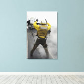 Een vliegtuig regisseur signaleert een F/A-18C Hor Canvas Afdruk (Insitu (Houten vloer))