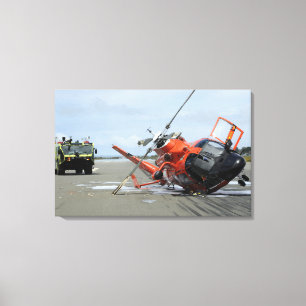 Een vliegtuigongeluk met een Amerikaanse kustwacht Canvas Afdruk