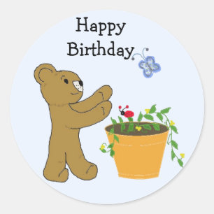 Een vlinder achtervolgen - Fijne verjaardag Ronde Sticker