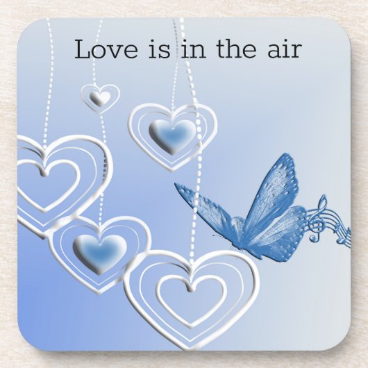 Een vlinder en hart bier onderzetter (Voorkant)