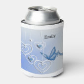 Een vlinder en hart blikjeskoeler (Blikje Voorkant)