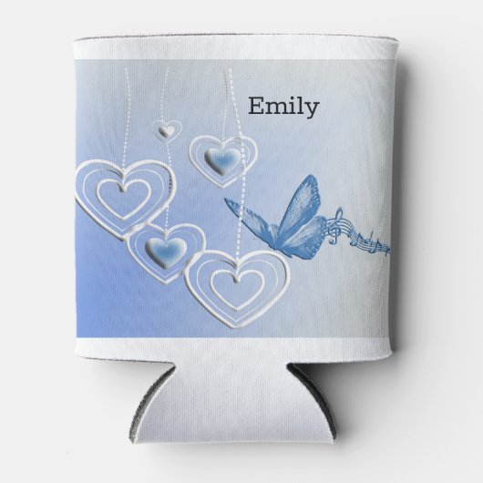 Een vlinder en hart blikjeskoeler (Voorkant)