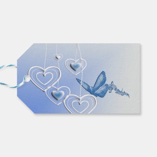 Een vlinder en hart cadeaulabel (Achterkant Horizontaal)