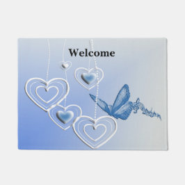 Een vlinder en hart deurmat