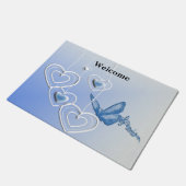 Een vlinder en hart deurmat (Schuin)