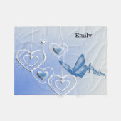 Een vlinder en hart fleece deken (Voorkant (Horizontaal))