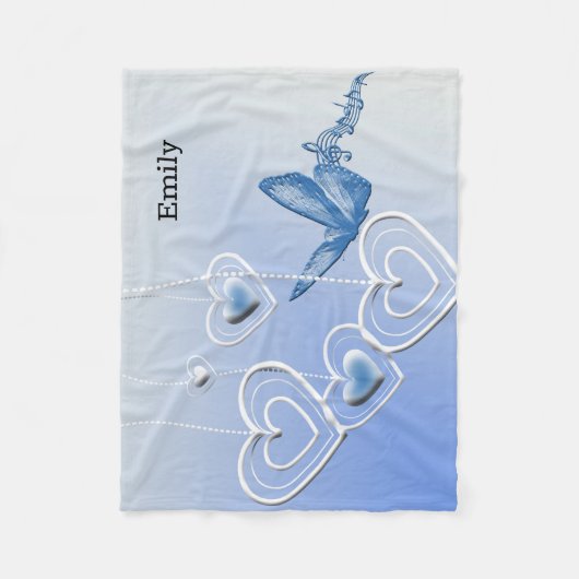 Een vlinder en hart fleece deken (Voorkant)