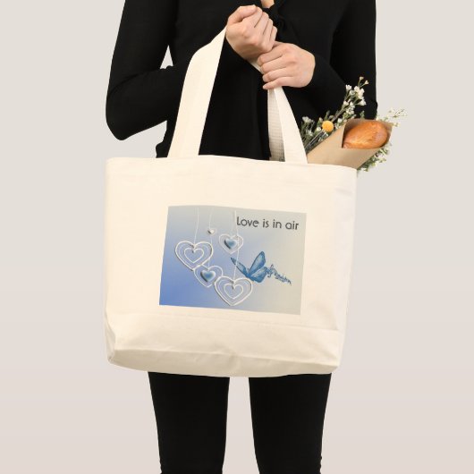 Een vlinder en hart grote tote bag (Voorkant (product))