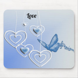 Een vlinder en hart muismat