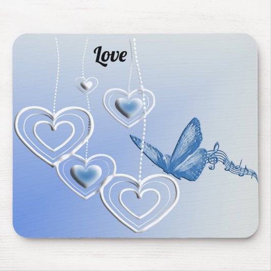 Een vlinder en hart muismat (Voorkant)