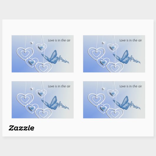 Een vlinder en hart rechthoekige sticker (Vel)