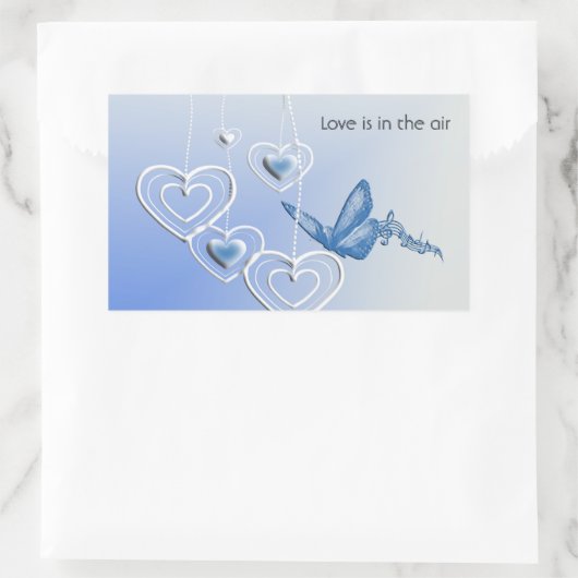 Een vlinder en hart rechthoekige sticker (Tas)