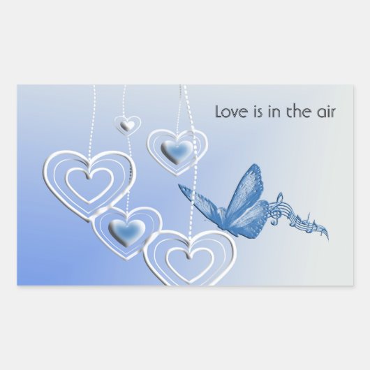 Een vlinder en hart rechthoekige sticker (Voorkant)