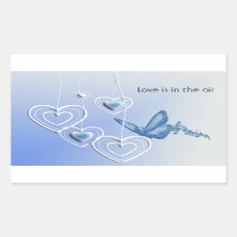 Een vlinder en hart rechthoekige sticker