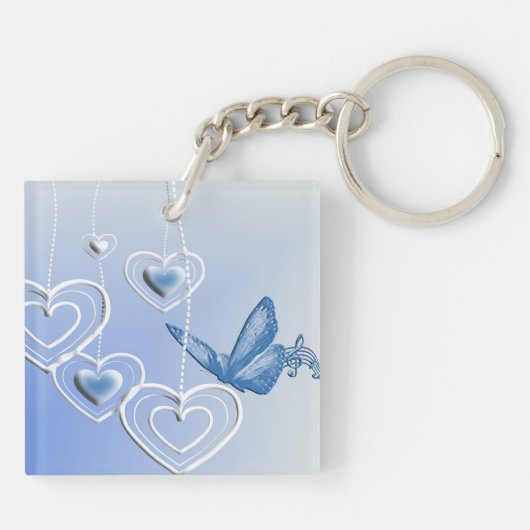Een vlinder en hart sleutelhanger (Achterkant)