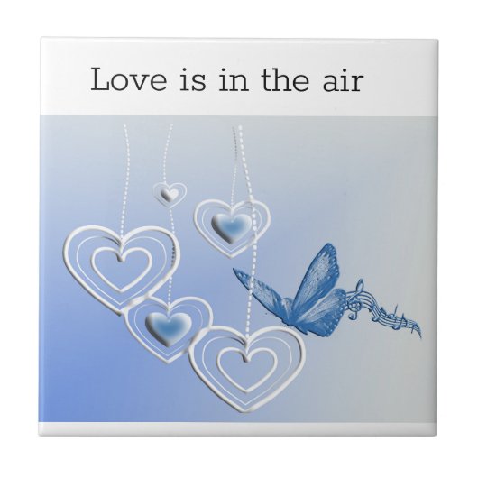 Een vlinder en hart tegeltje (Voorkant)