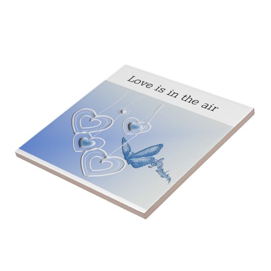 Een vlinder en hart tegeltje (Zijkant)