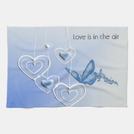 Een vlinder en hart theedoek