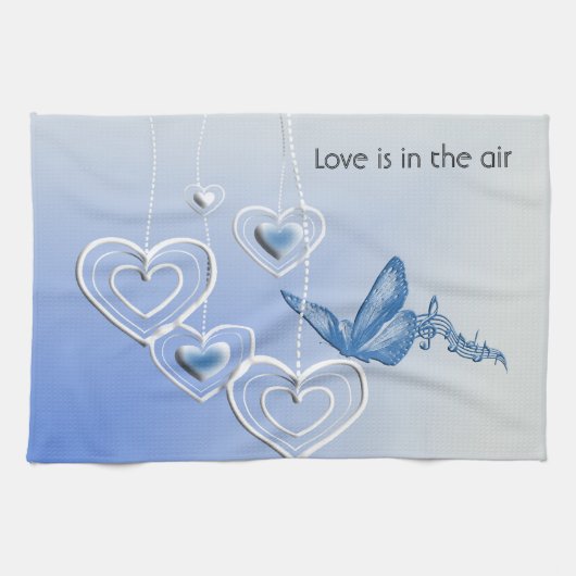 Een vlinder en hart theedoek (Horizontaal)