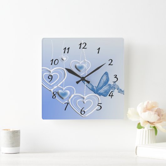 Een vlinder en hart vierkante klok (Huis)