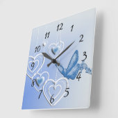 Een vlinder en hart vierkante klok (Hoek)