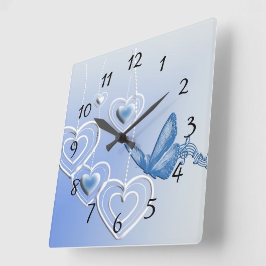 Een vlinder en hart vierkante klok (Hoek)