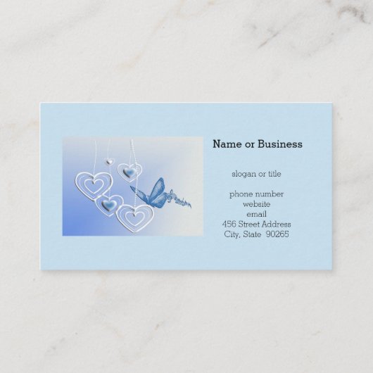 Een vlinder en hart visitekaartje (Achterkant)