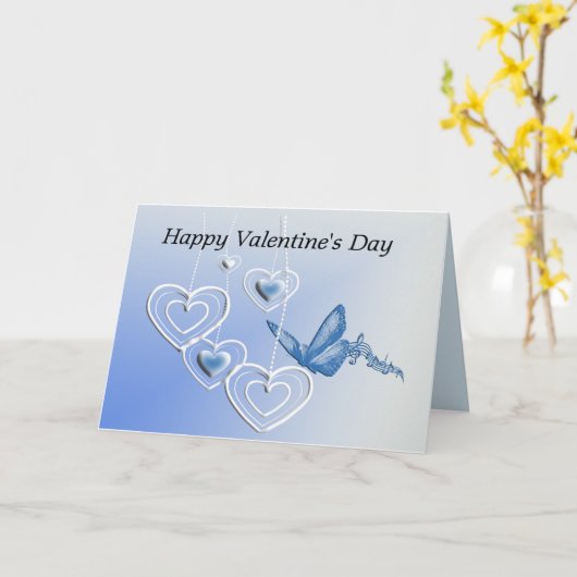 Een vlinder en harten kaart (Gele Bloem)