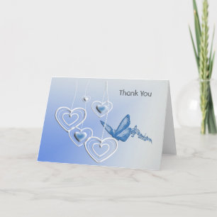 Een vlinder en harten notitiekaartje