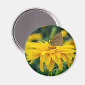 Een vlinder op een gele bloemenmagneet magneet (Voorkant / Achterkant)