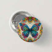 Een vlinder regenboogballet ronde button 3,2 cm (Voorkant /achterkant)
