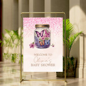 Een vlindertje in een potje Bloemige baby shower Poster