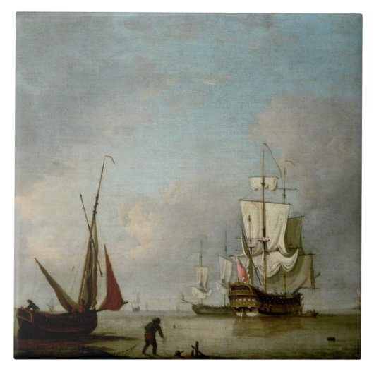 Een vloed in kalm water tegeltje (Voorkant)