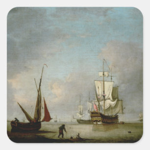 Een vloed in kalm water vierkante sticker
