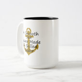 Een vloeiend Zee heeft nooit gesmoord Tweekleurige Koffiemok (Voorkant links)