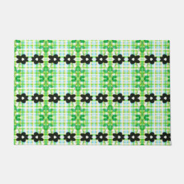 Een vloermat voor ontwerpers met groen en blauw ru deurmat
