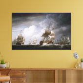 Een vloot van Oost-Indiërs op Zee door Nicholas Po Canvas Afdruk (Insitu (Woonkamer))